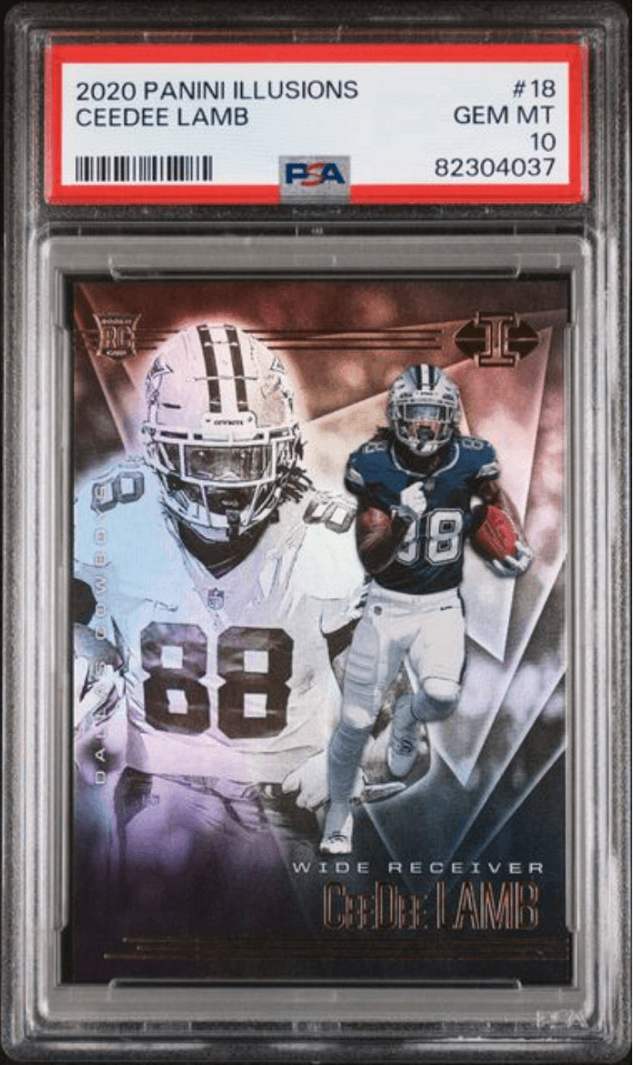 Graded 2020 Panini Illusions CeeDee Lamb #18 Rookie RC Football Card PSA 10