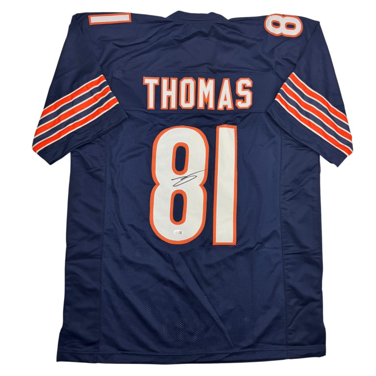 Autographed/Signed Zavion Thomas Chicago Blue Football Jersey JSA COA