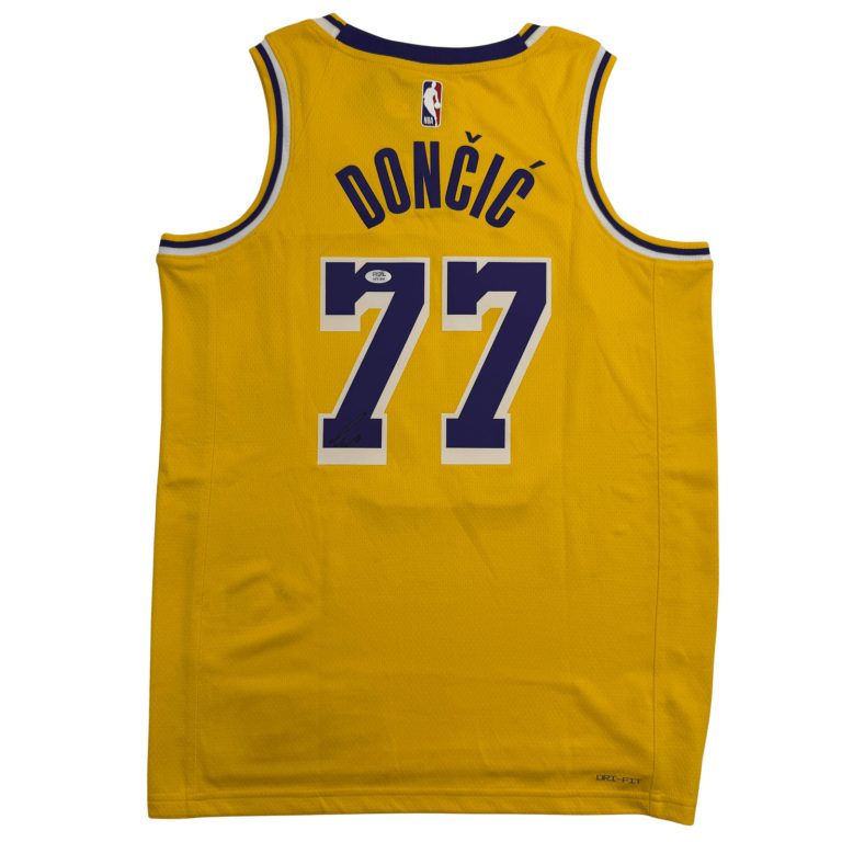 Autographed/Signed Luka Doncic Los Angeles Yellow Basketball Jersey PSA COA