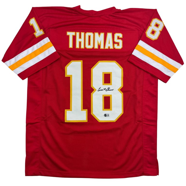 Autographed/Signed Emmitt Thomas Kansas City Red Football Jersey BAS COA