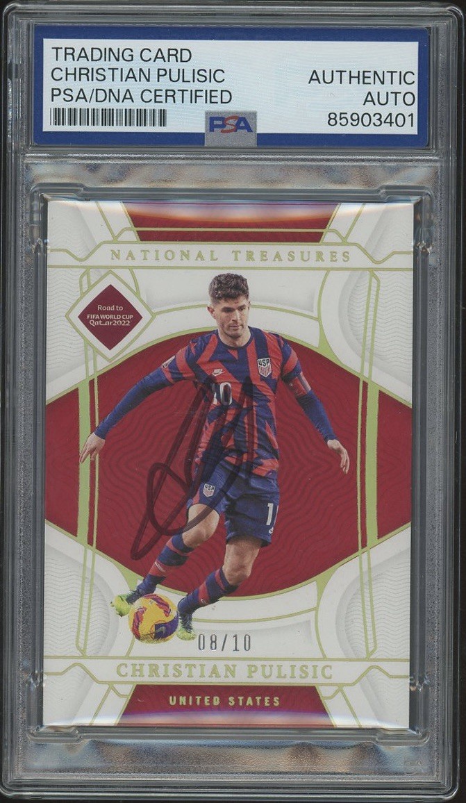 2022 National Treasures World Cup Christian Pulisic Signed Gold /10 PSA AUTO USA