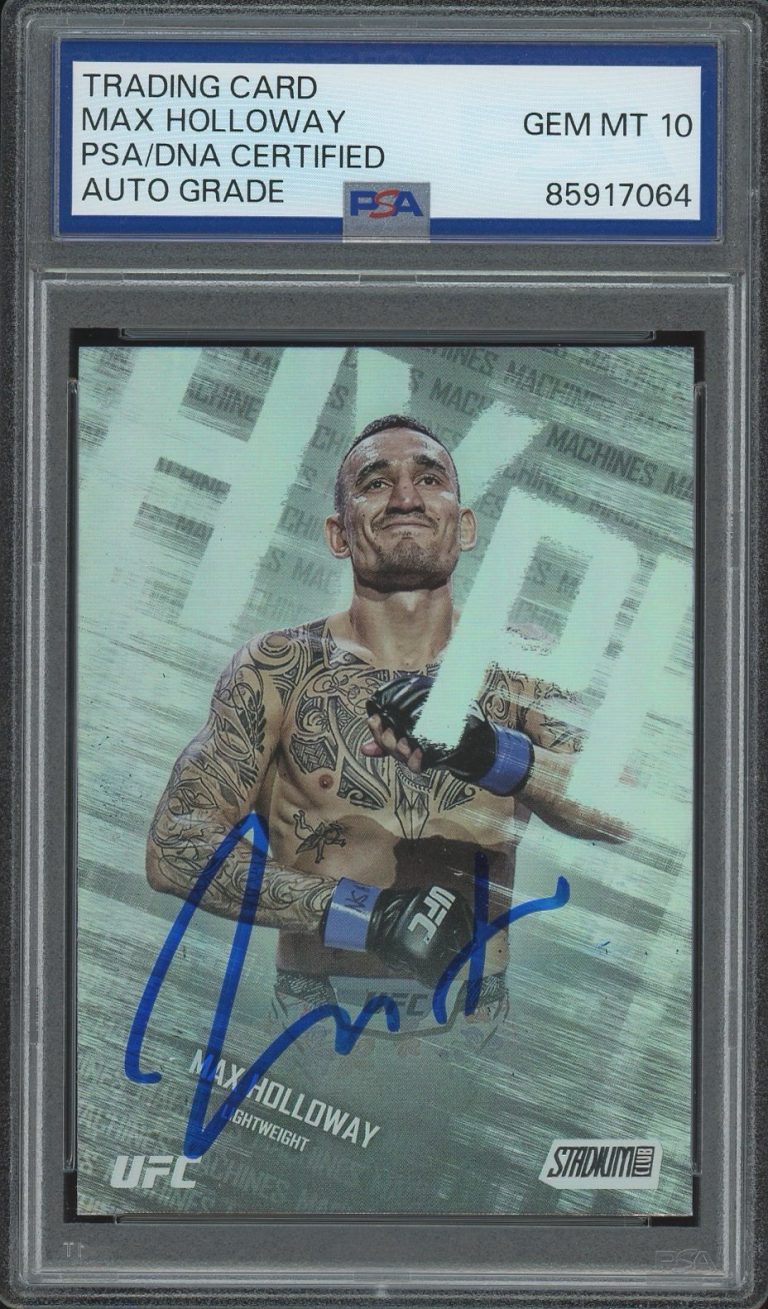 2025 Topps Stadium Club UFC Max Holloway Signed Hype Machines PSA/DNA AUTO 10