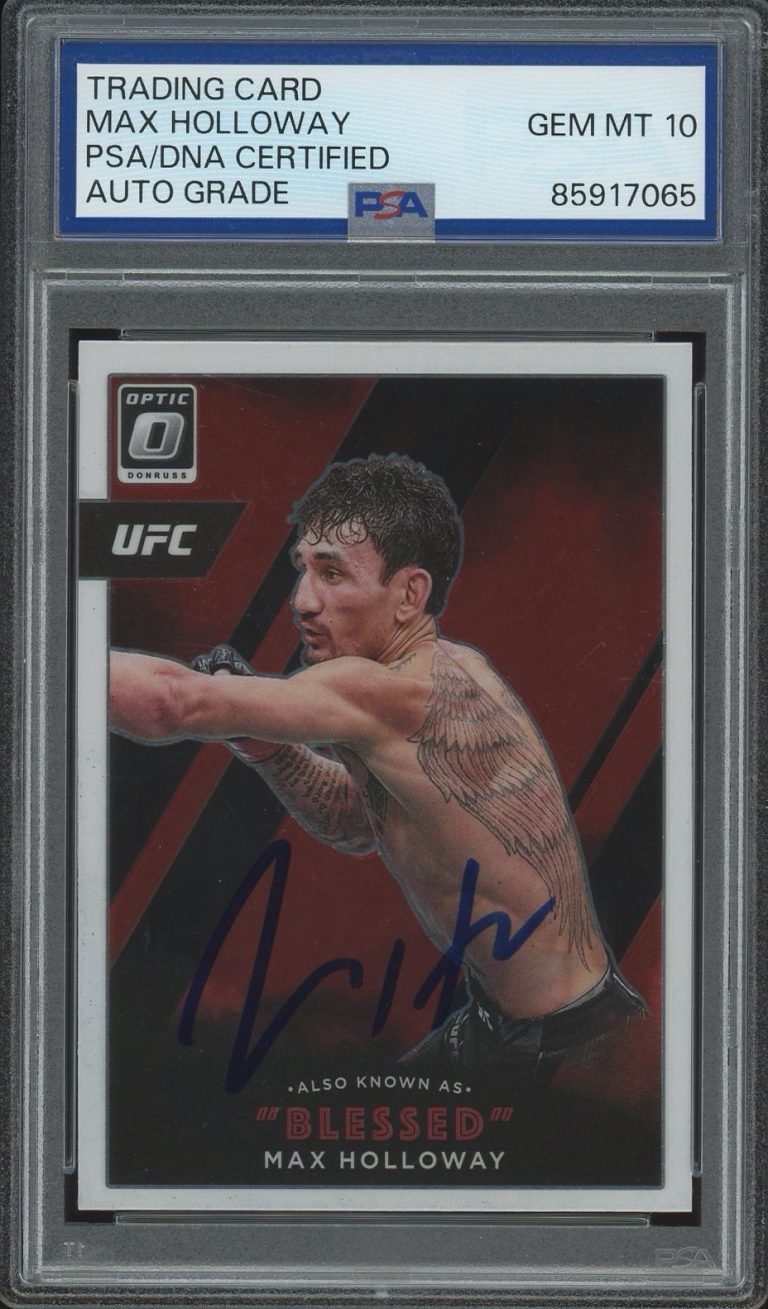 2022 Panini Donruss Optic UFC #12 Max Holloway Signed Blessed Card PSA AUTO 10