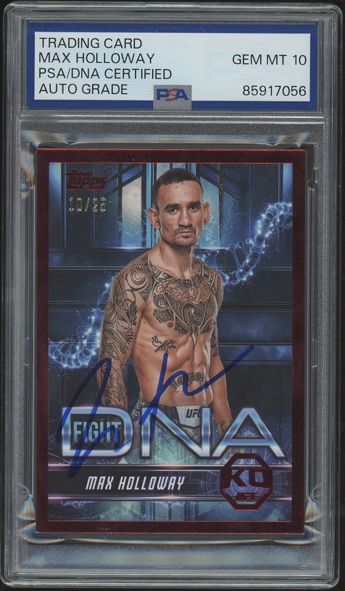 2025 Topps UFC Knockout #FD-5 Max Holloway Signed Red Fight DNA /25 PSA AUTO 10