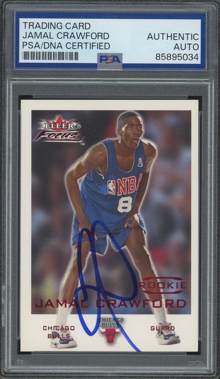 2000-01 Fleer NBA #198 Jamal Crawford Signed Focus Red Rookie /2999 PSA AUTO RC