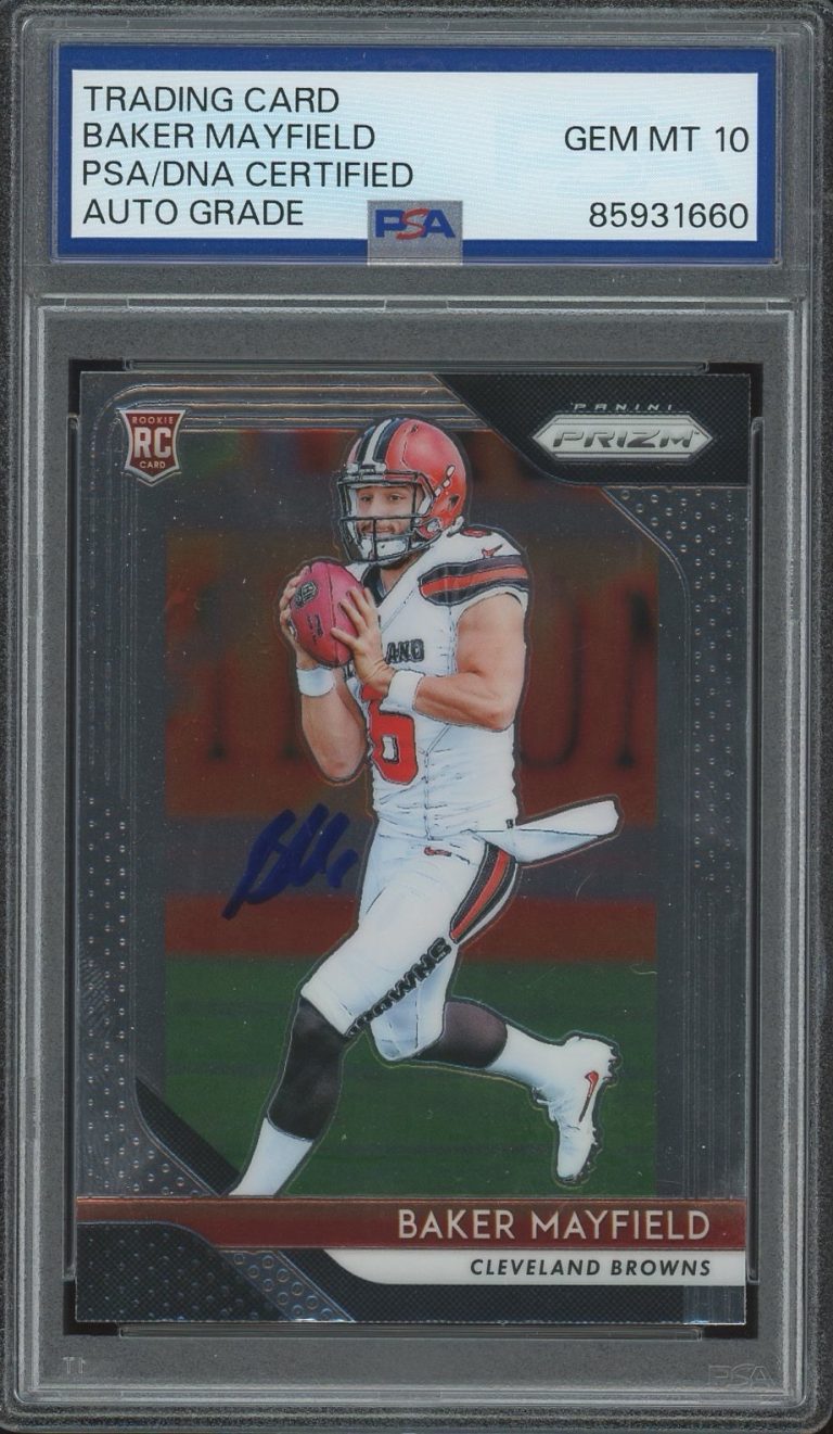 2018 Panini Prizm NFL #201 Baker Mayfield Signed Rookie Card PSA/DNA AUTO 10 RC