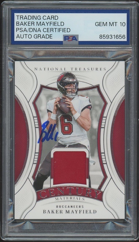 2024 National Treasures Baker Mayfield Signed Century Materials /99 PSA AUTO 10