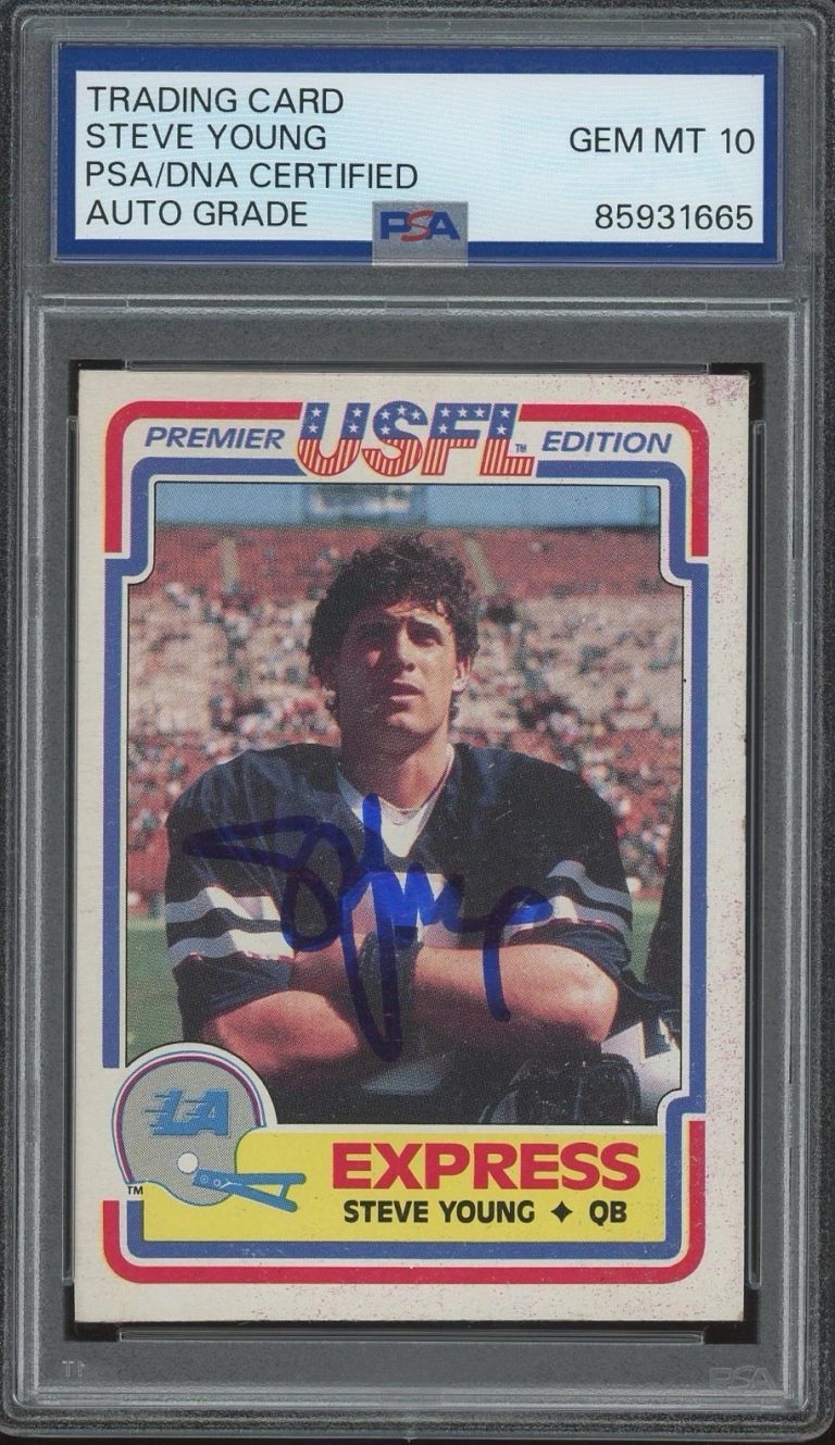 1984 Topps USFL #52 Steve Young Signed Premier Rookie PSA AUTO 10 RC LA Express