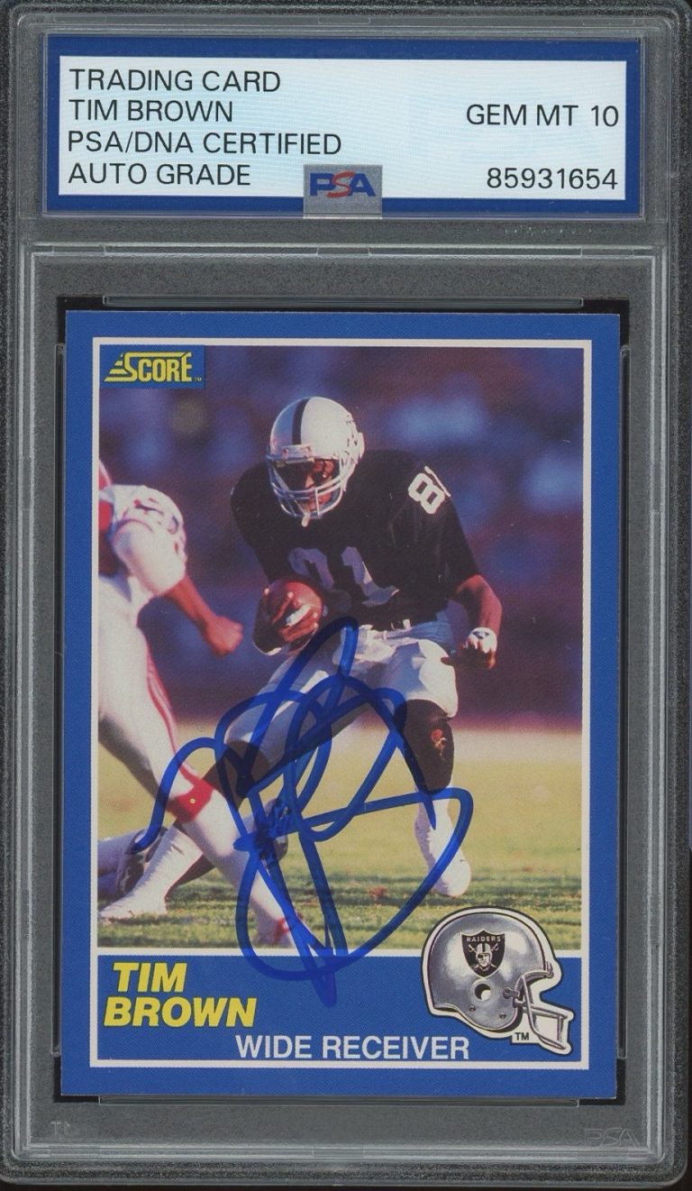 1989 Score #86 Tim Brown Signed Rookie Card PSA AUTO 10 RC LOS ANGELES RAIDERS