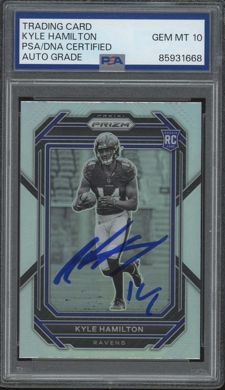 2022 Panini Prizm #342 Kyle Hamilton Signed Silver Variation Rookie PSA AUTO 10