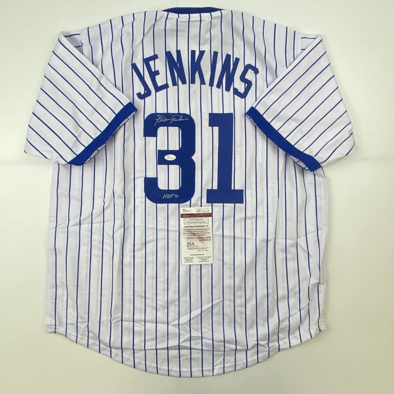 Autographed/Signed FERGIE JENKINS HOF Chicago Pinstripe Baseball Jersey JSA COA