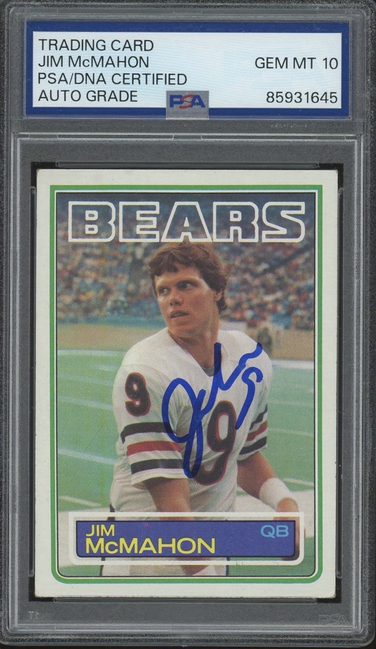 1983 Topps NFL #33 Jim McMahon Signed Rookie Card PSA AUTO 10 RC CHICAGO BEARS