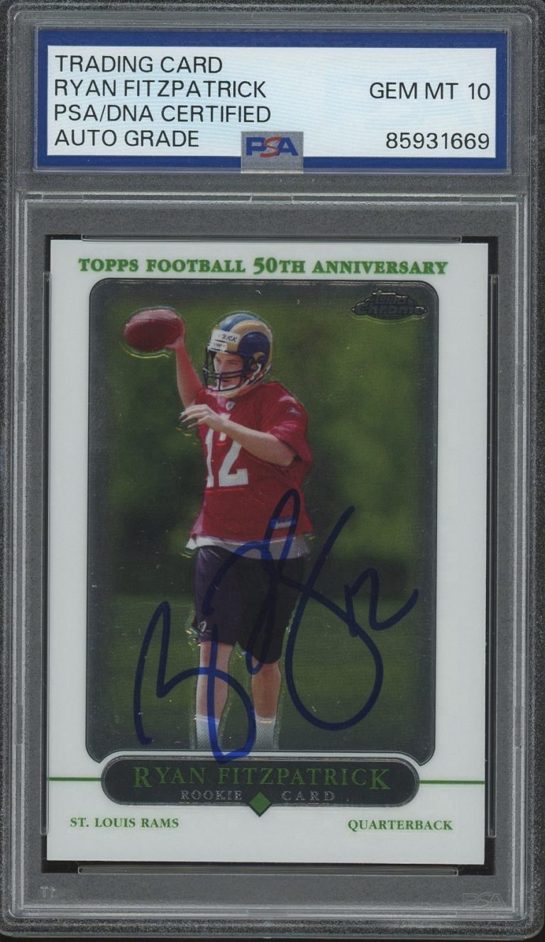 2005 Topps Chrome #243 Ryan Fitzpatrick Signed Rookie Card PSA AUTO 10 RC RAMS