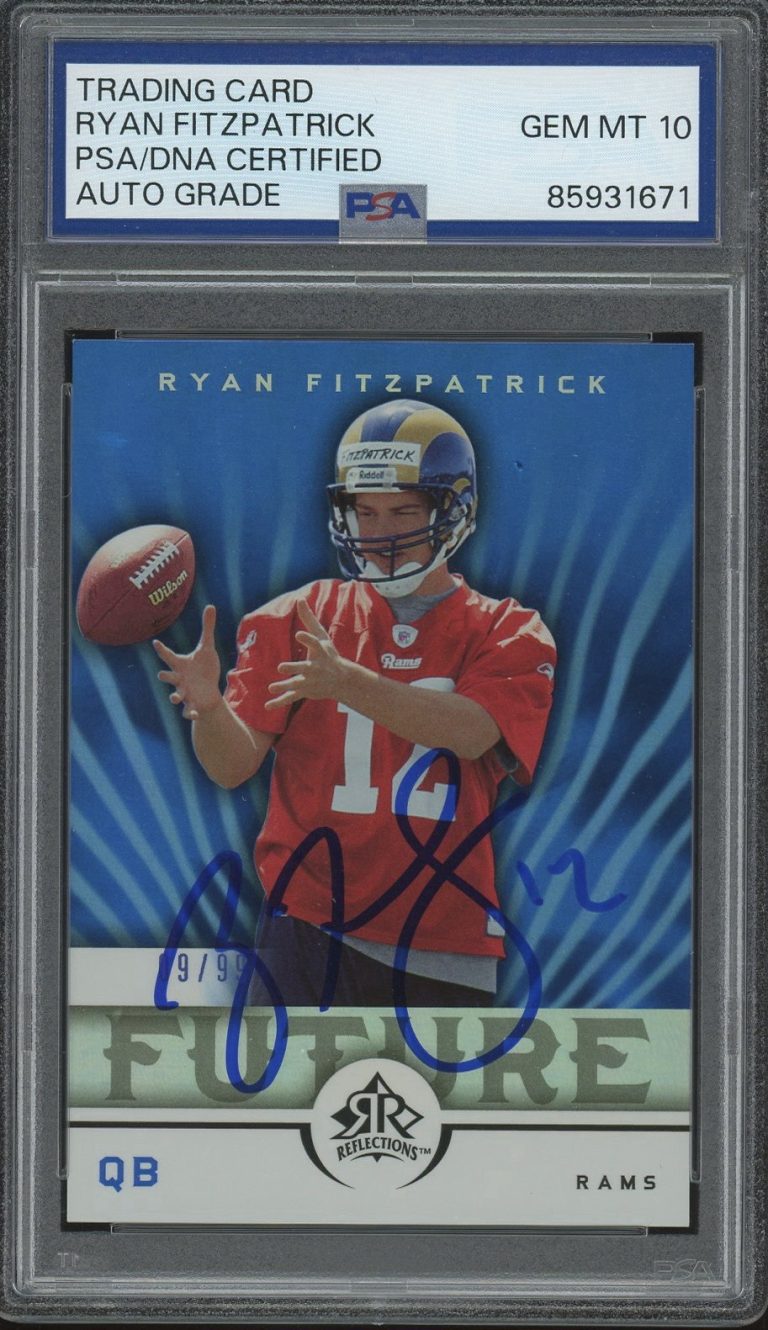 2005 Upper Deck #182 Ryan Fitzpatrick Rookie Reflections Blue /99 PSA AUTO 10 RC
