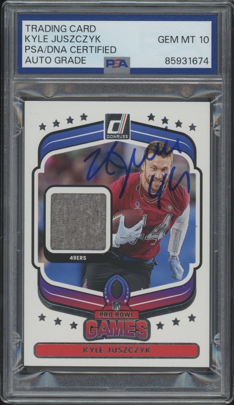 2025 Panini Donruss Kyle Juszczyk Signed Pro Bowl Materials PSA AUTO 10 49ERS