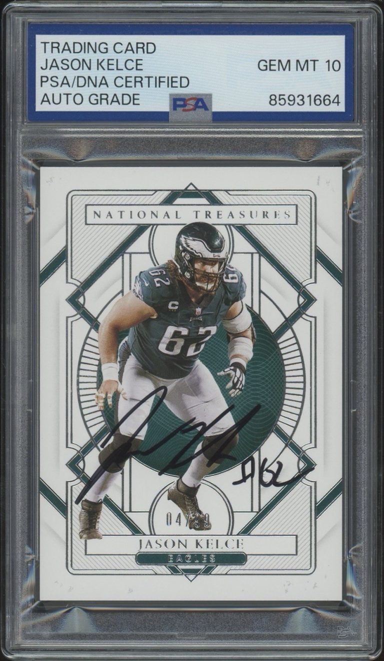 2020 National Treasures #78 Jason Kelce Signed Card /99 PSA/DNA AUTO 10 EAGLES