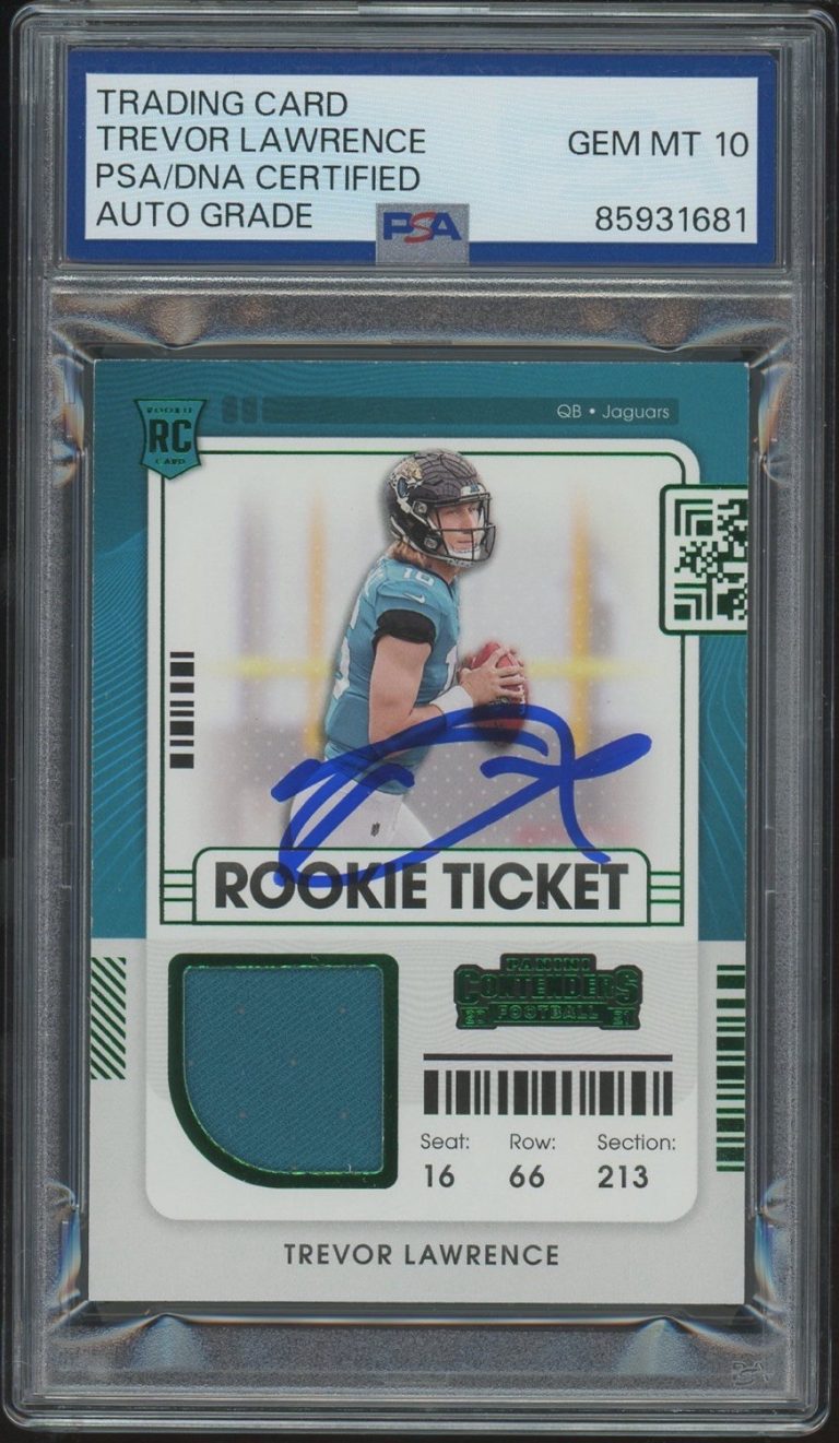 2021 Panini Contenders Trevor Lawrence Rookie Ticket Swatches RPA PSA AUTO 10 RC