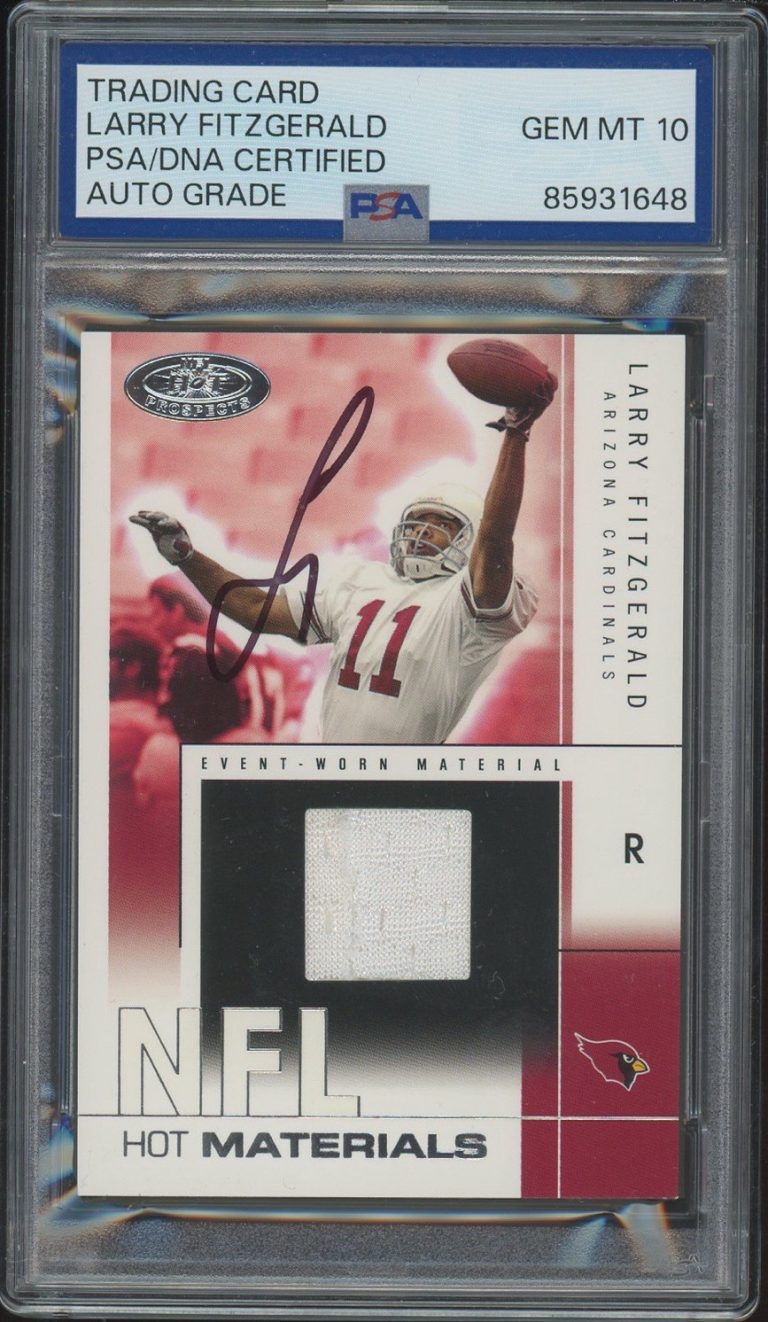 2004 Fleer Hot Prospects Larry Fitzgerald Rookie Materials RPA /500 PSA AUTO 10