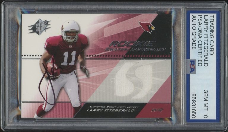 2004 Upper Deck SPx Larry Fitzgerald Rookie Swatch Supremacy RPA PSA AUTO 10 RC