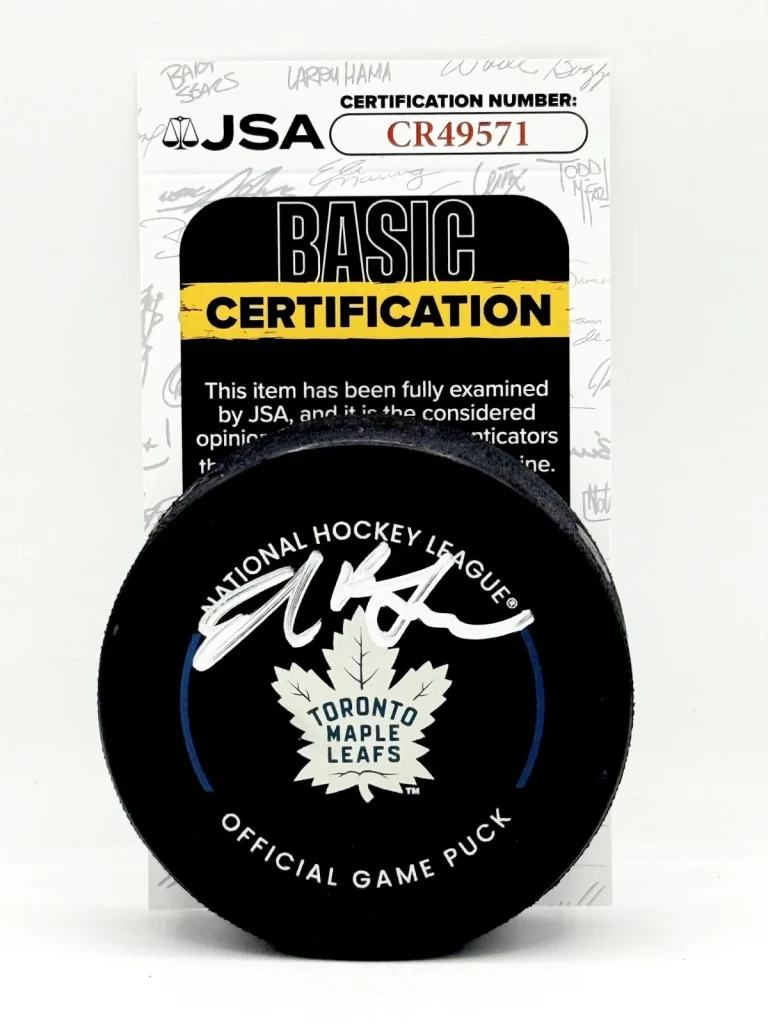 Ed Belfour signed Toronto Maple Leafs Official Game Puck autographed JSA COA