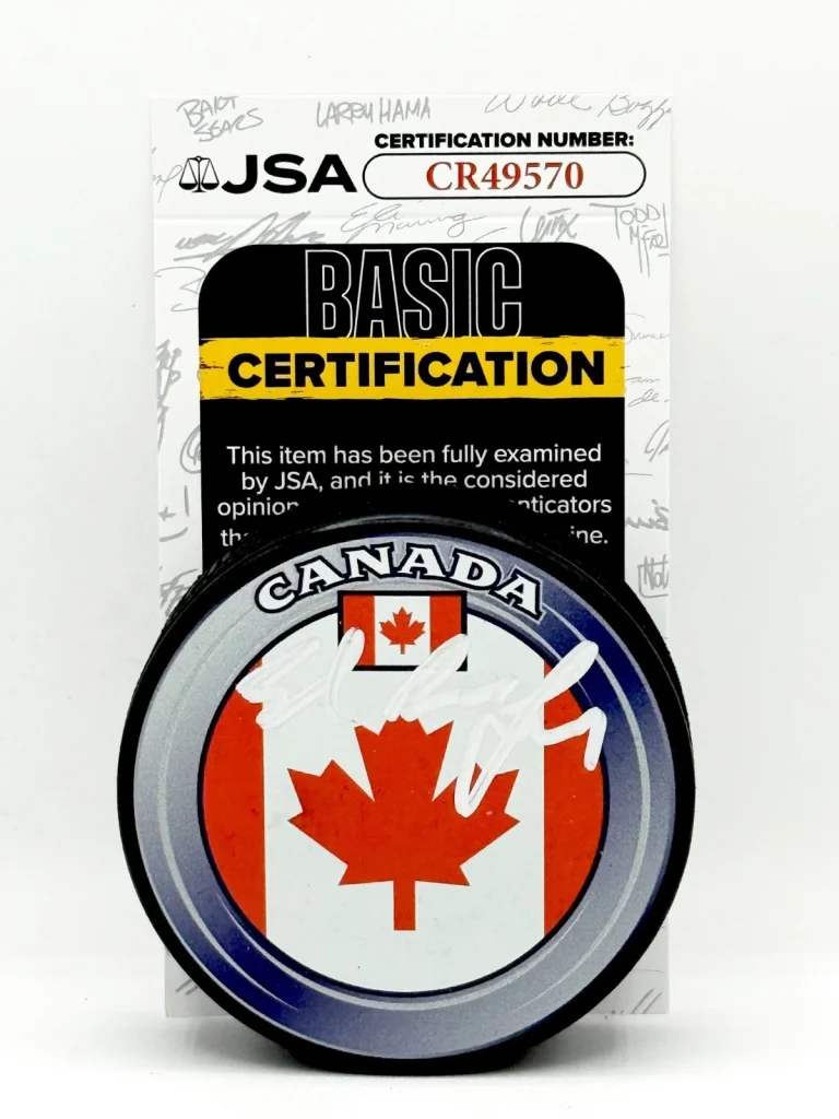 Ed Belfour Stars Blackhawks signed Team Canada Puck autographed JSA COA