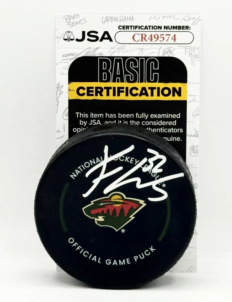 Filip Gustavsson signed Minnesota Wild Official Game Puck autographed JSA