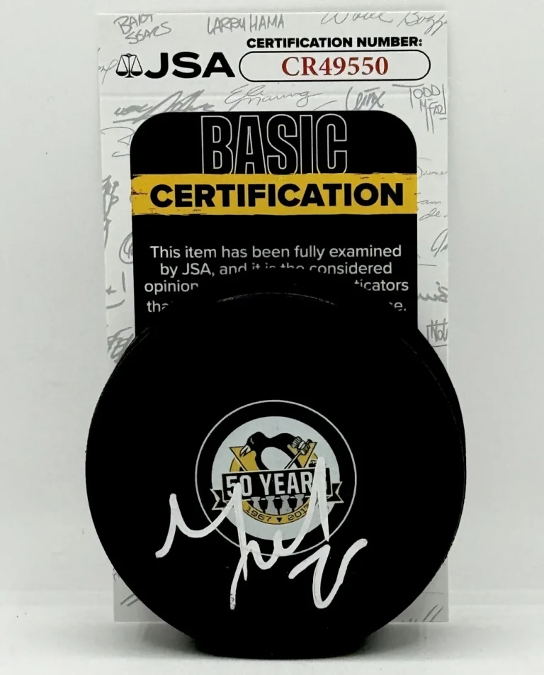 Maxime Talbot signed Pittsburgh Penguins 50th Anniversary Logo Puck JSA