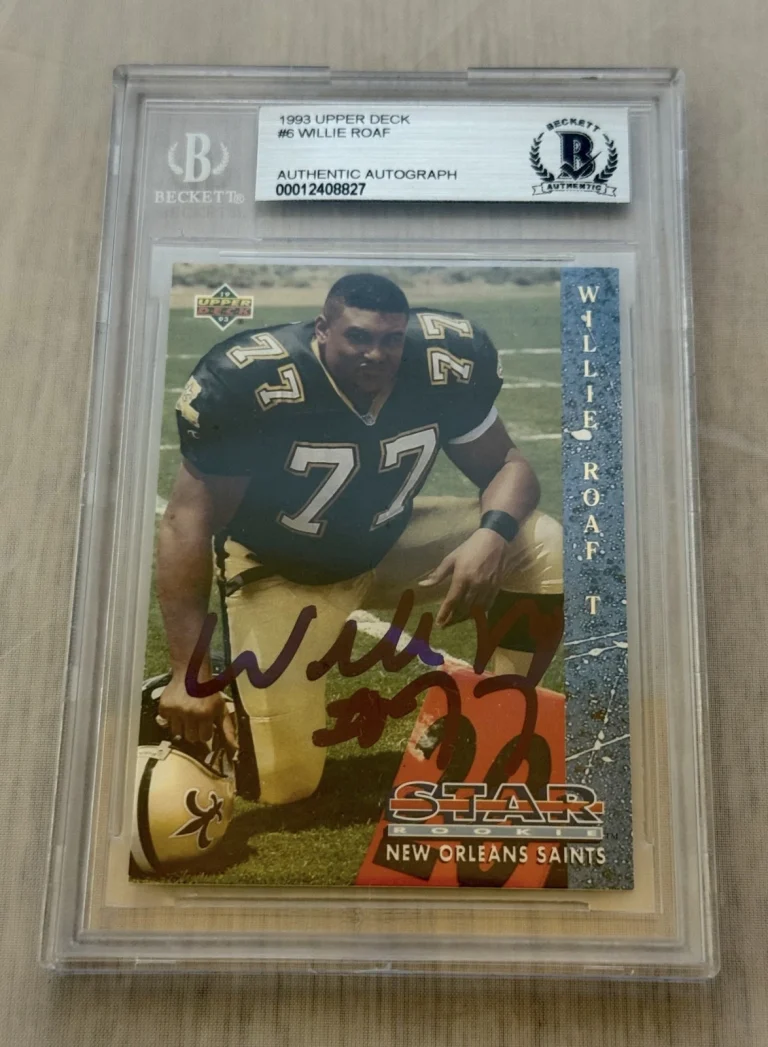 Willie Roaf Saints signed 1993 Upper Deck Rookie #6 Card BAS Beckett Slabbed