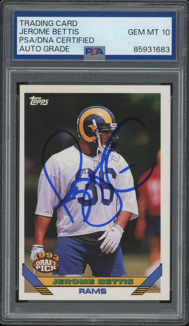 1993 Topps Draft Pick #166 Jerome Bettis Signed Rookie Card PSA/DNA AUTO 10 RC