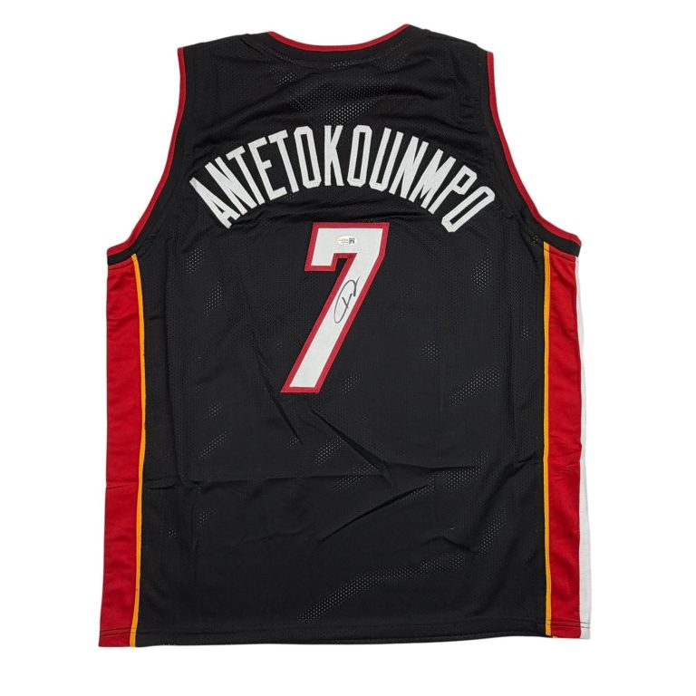 Autographed/Signed Giannis Antetokounmpo #7 Miami Heat Black Jersey JSA COA