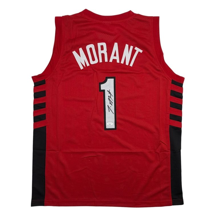 Autographed/Signed Ja Morant Portland Red Basketball Jersey JSA COA