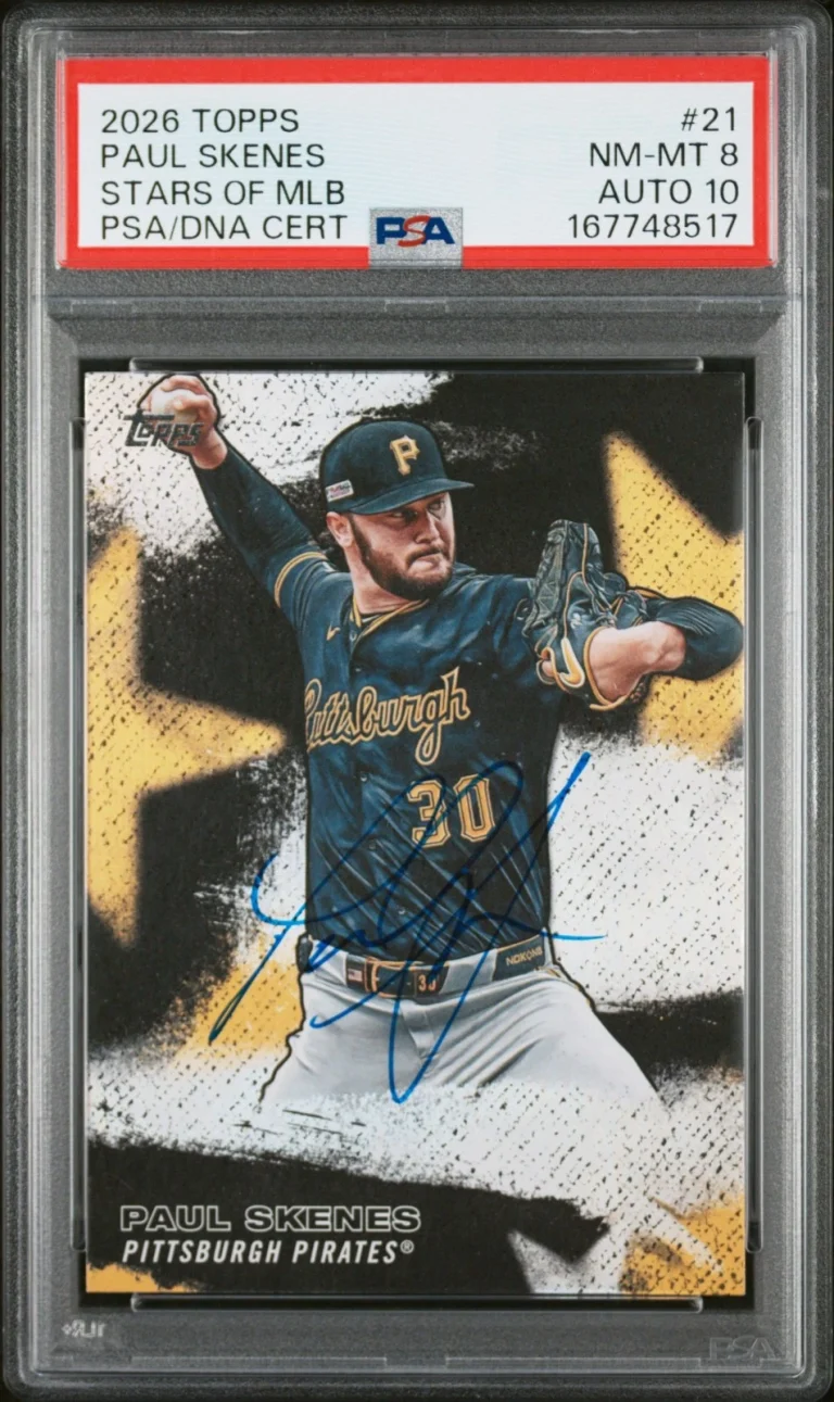 Paul Skenes Signed Autographed 2026 Topps Stars of MLB Pirates #21 PSA 8
