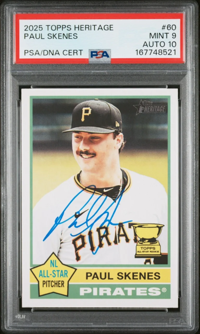PAUL SKENES Signed 2025 Topps Heritage NL All-Star Rookie Cup #60 Pirates PSA 9