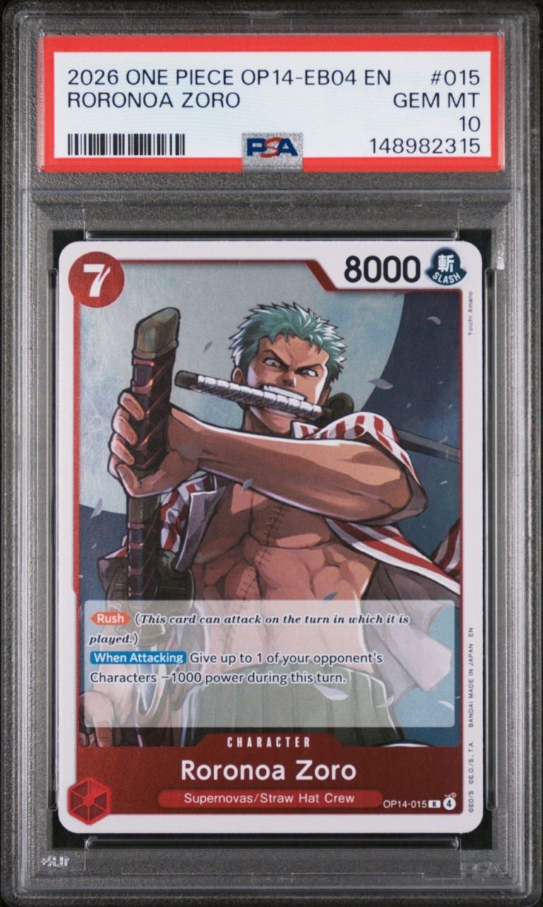 Graded 2026 One Piece Roronoa Zoro #015 OP14 Card PSA 10 Gem Mint