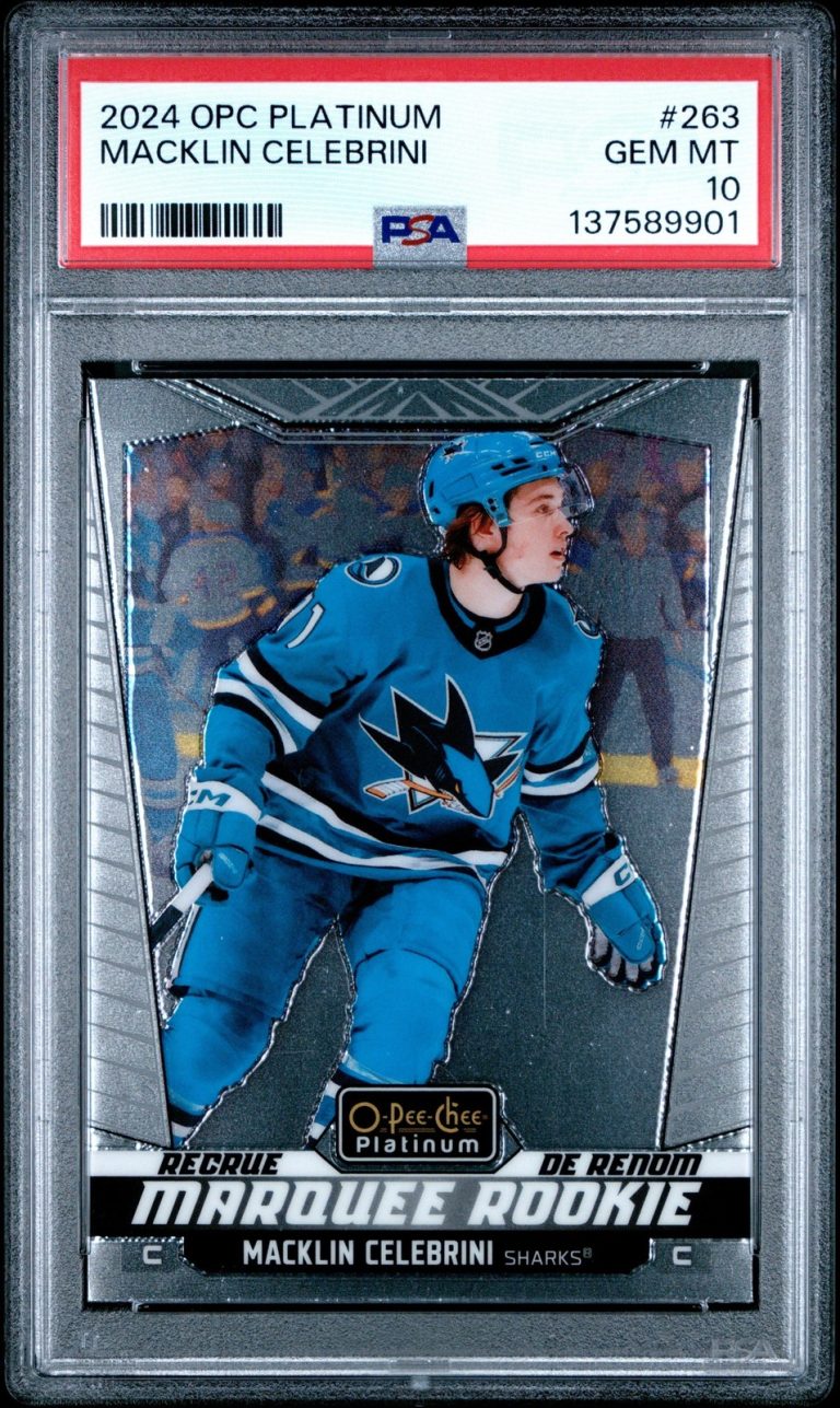 Graded 2024 O-Pee-Chee Platinum Macklin Celebrini #263 RC Card PSA 10 Gem