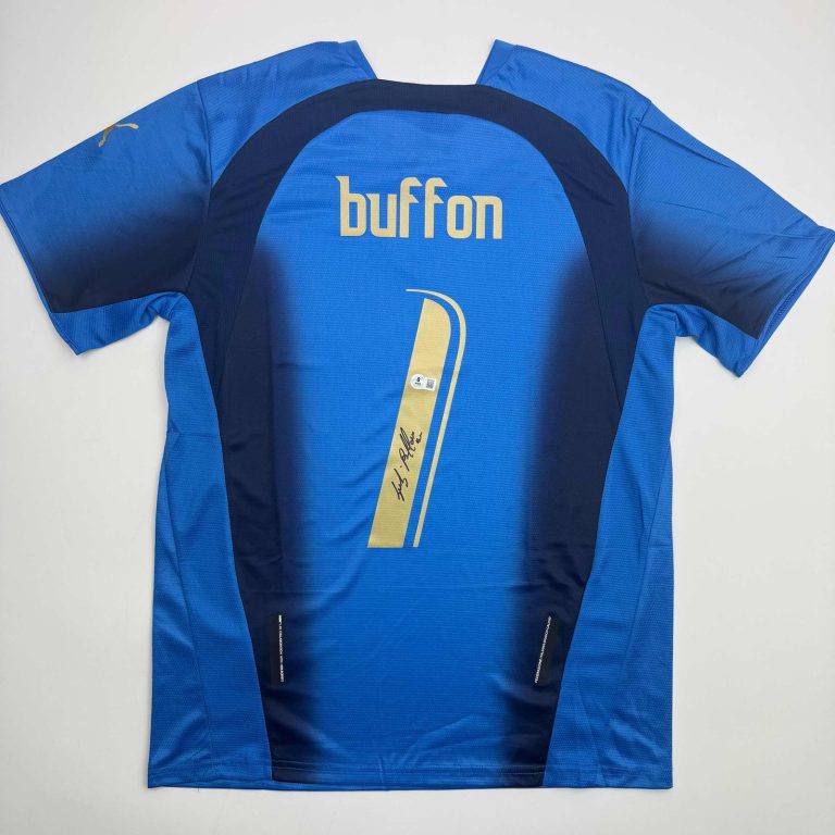 Autographed/Signed Gianluigi Buffon Italy Blue Jersey Beckett BAS COA