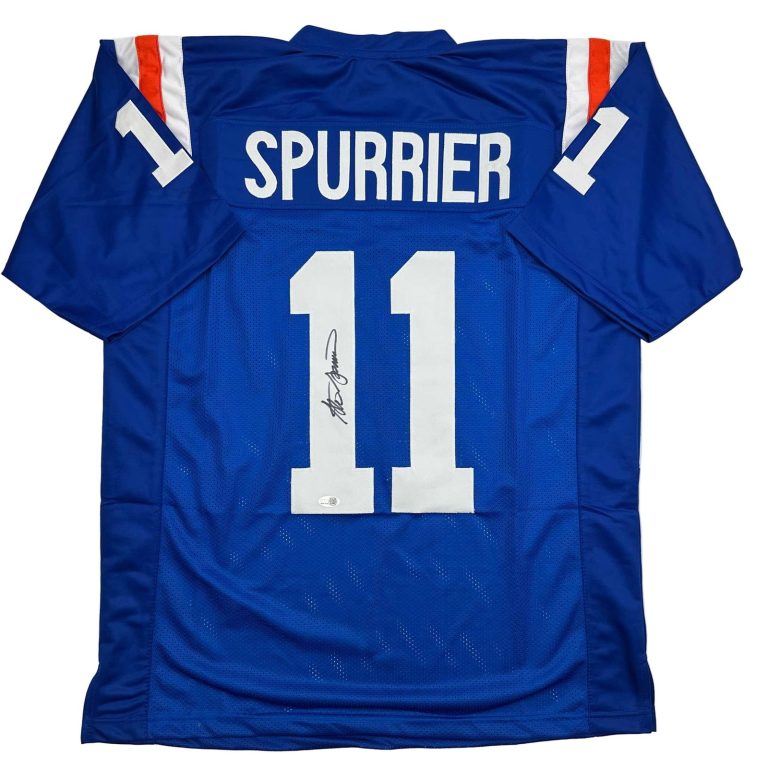 Autographed/Signed Steve Spurrier Florida Blue College Jersey JSA COA