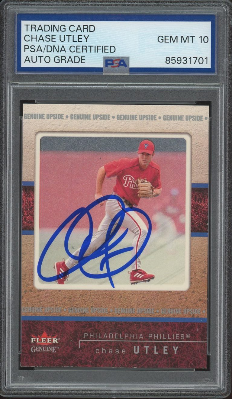 2003 Fleer Genuine #125 Chase Utley Signed Rookie /799 PSA AUTO 10 RC PHILLIES