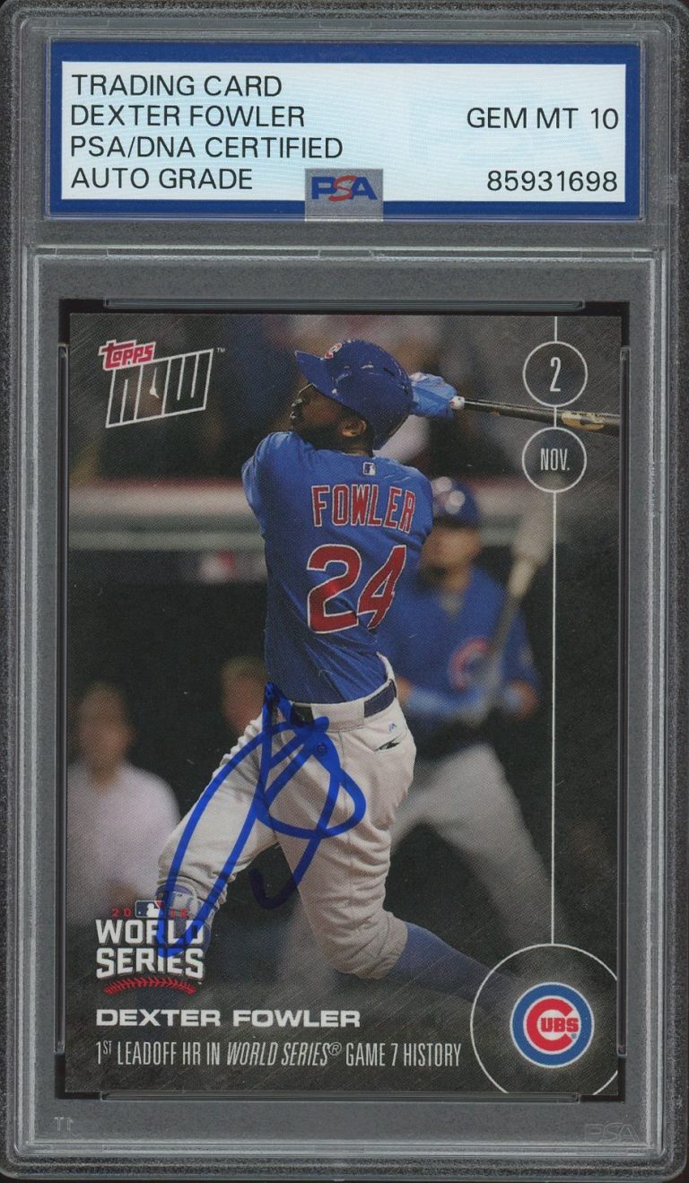 2016 Topps Now Dexter Fowler World Series Game 7 HR PSA/DNA AUTO 10 CHICAGO CUBS