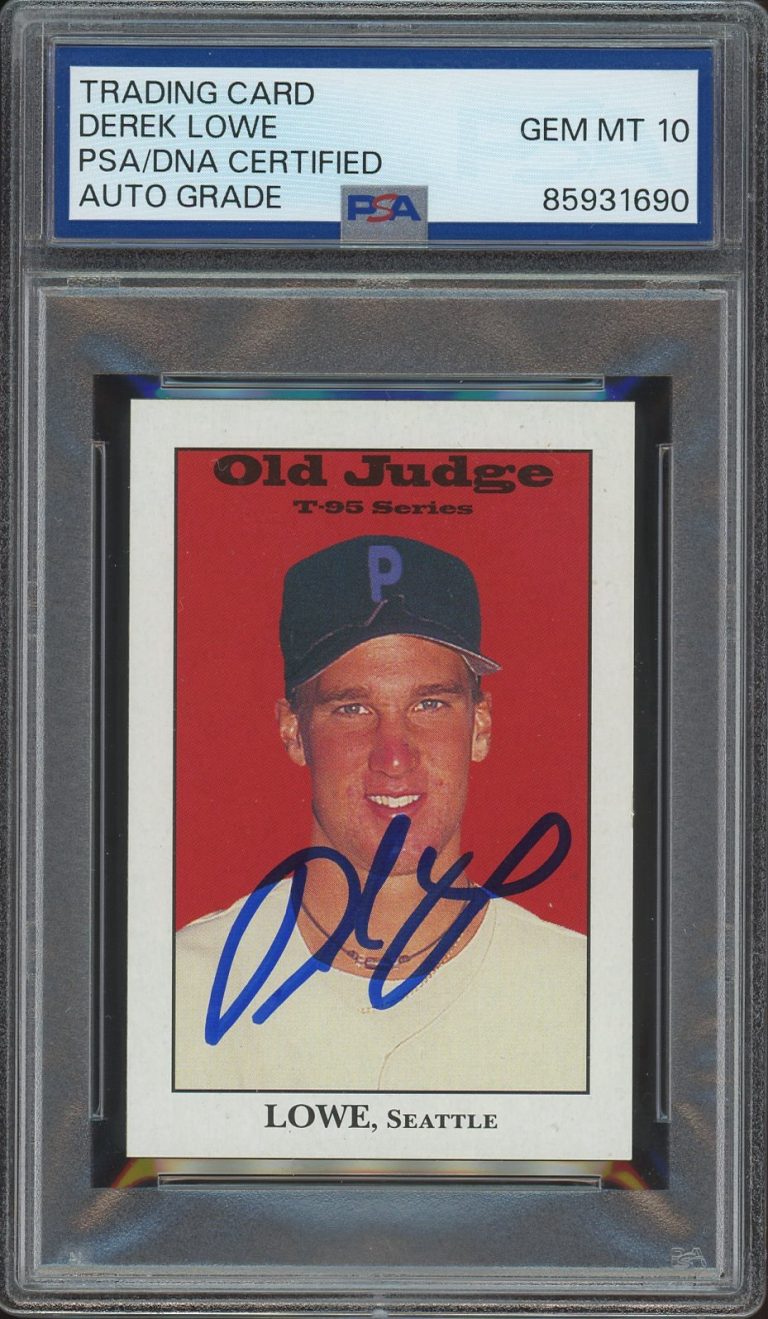 1995 Signature Rookies #22 Derek Lowe Signed Old Judge T-95 Series PSA AUTO 10