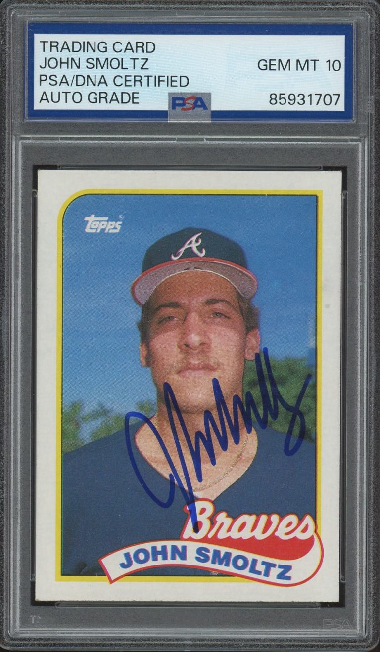 1989 Topps #382 John Smoltz Signed Rookie Card PSA/DNA AUTO 10 RC ATLANTA BRAVES