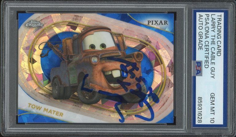 2025 Topps Chrome Disney #56 Larry The Cable Guy Tow Mater Sapphire PSA AUTO 10