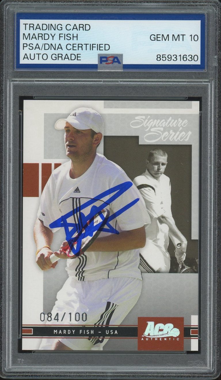 2005 Ace Authentic #37 Mardy Fish Signed Tennis Rookie Card /100 PSA AUTO 10 RC