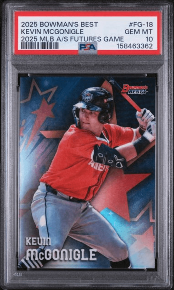 Graded 2025 Bowmans Best Kevin McGonigle #FG18 Futures Game RC Card PSA 10