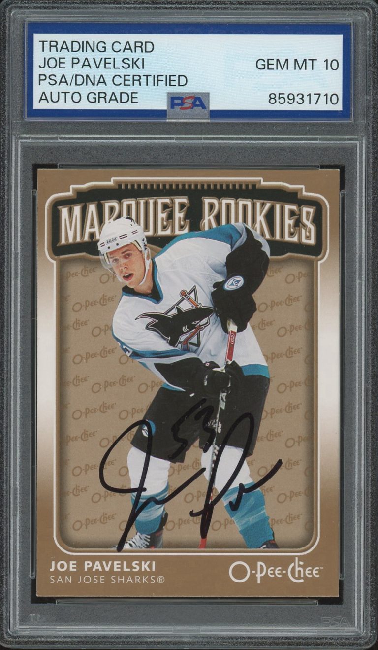2006-07 O-Pee-Chee #595 Joe Pavelski Signed Marquee Rookie Card PSA AUTO 10 RC