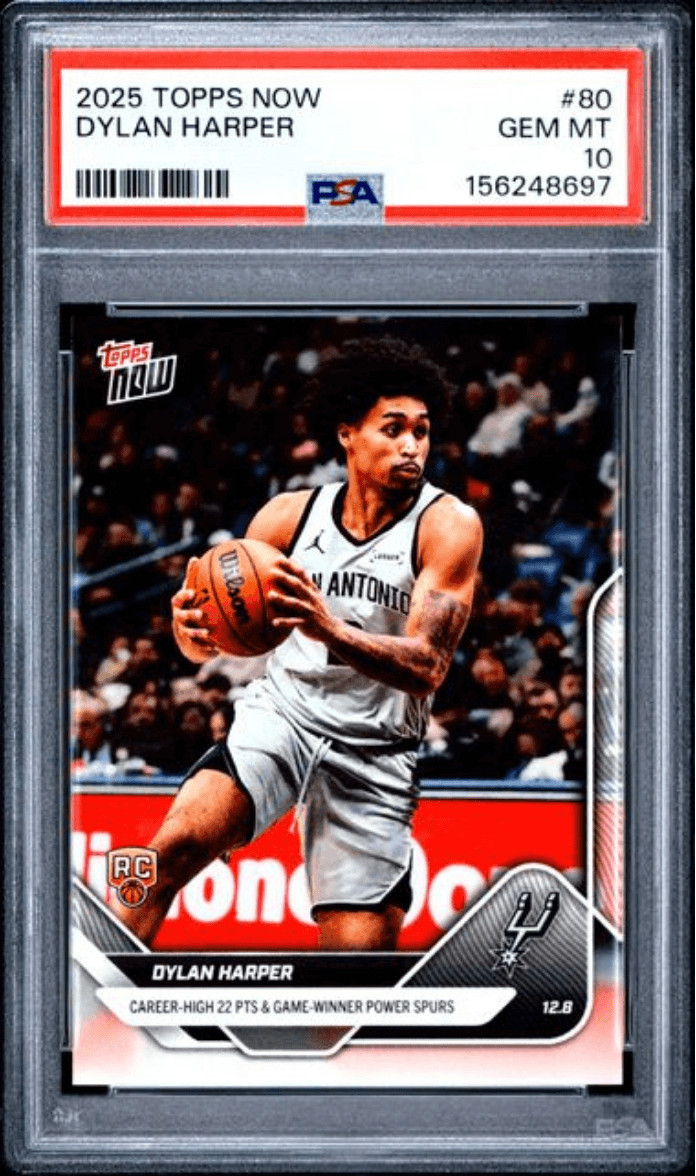 Graded 2025 Topps Now Dylan Harper #80 Rookie RC Basketball Card PSA 10