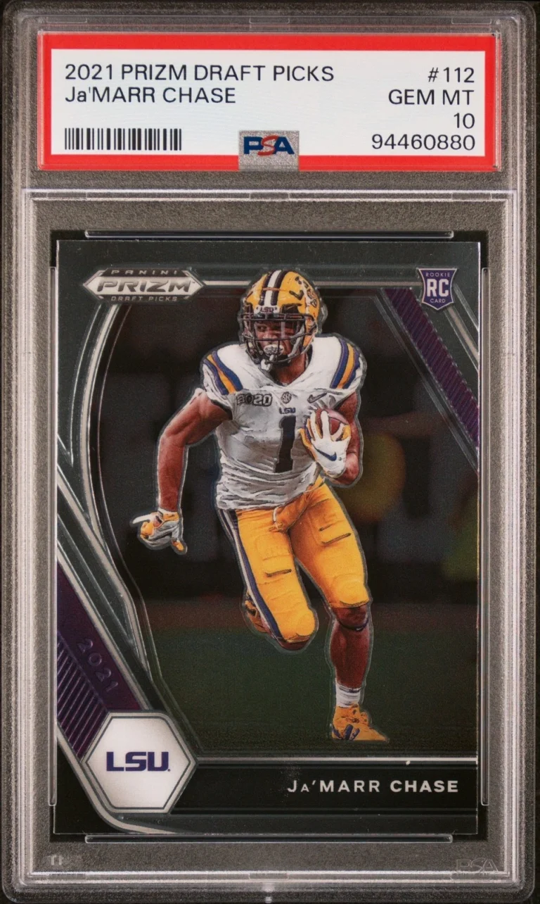 Graded 2021 Panini Prizm Draft Picks Ja'Marr Chase #112 Rookie Card PSA 10