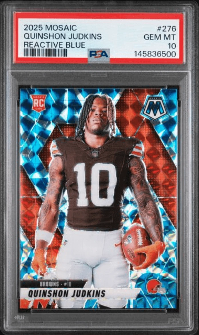 Graded 2025 Mosaic Quinshon Judkins #271 Reactive Blue Rookie Card PSA 10