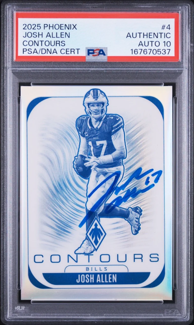 Josh Allen Signed 2025 Panini Phoenix #4 Contours Silver Prizm Buffalo Bills PSA