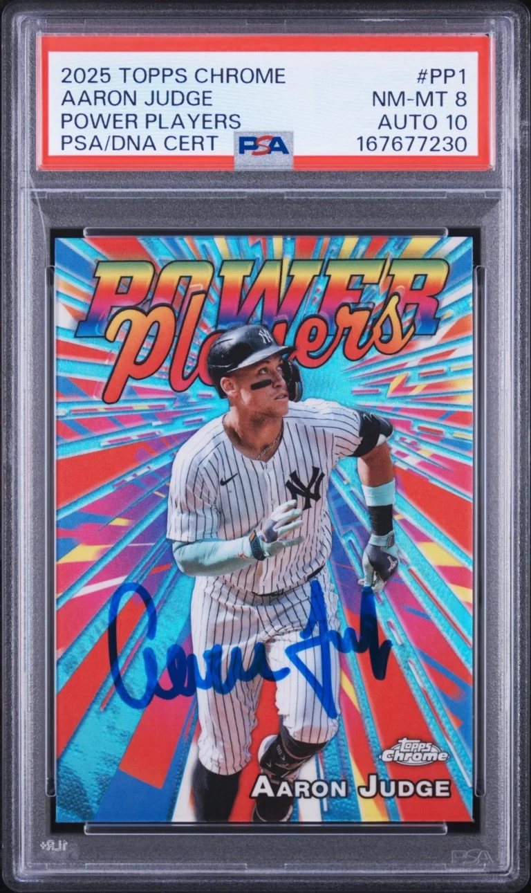 Aaron Judge Signed 2025 Topps Chrome Power Players #PP-1 PSA 8 AUTO 10